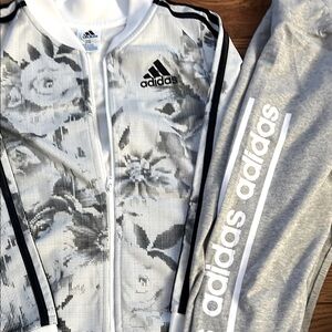 Adidas Monochrome Floral Jacket and Gray Logo Active wear